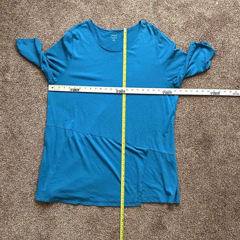 Pure Jill Top Tunic 3X Pullover Faux Wrap Stretch Blue Lagen Preppy Baggy Coast - Picture 7 of 7